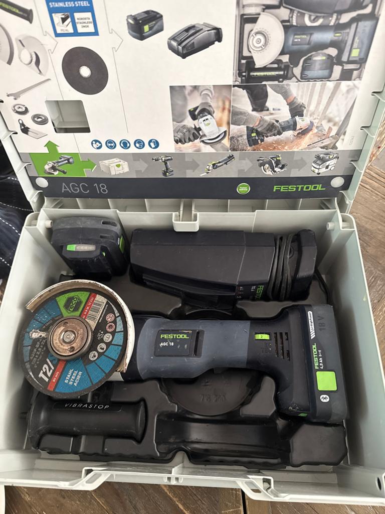 Festool AGC 18 Accu Haakse Slijper - Zo goed als nieuw, Doe-het-zelf en Verbouw, Gereedschap | Slijpmachines, Ophalen of Verzenden