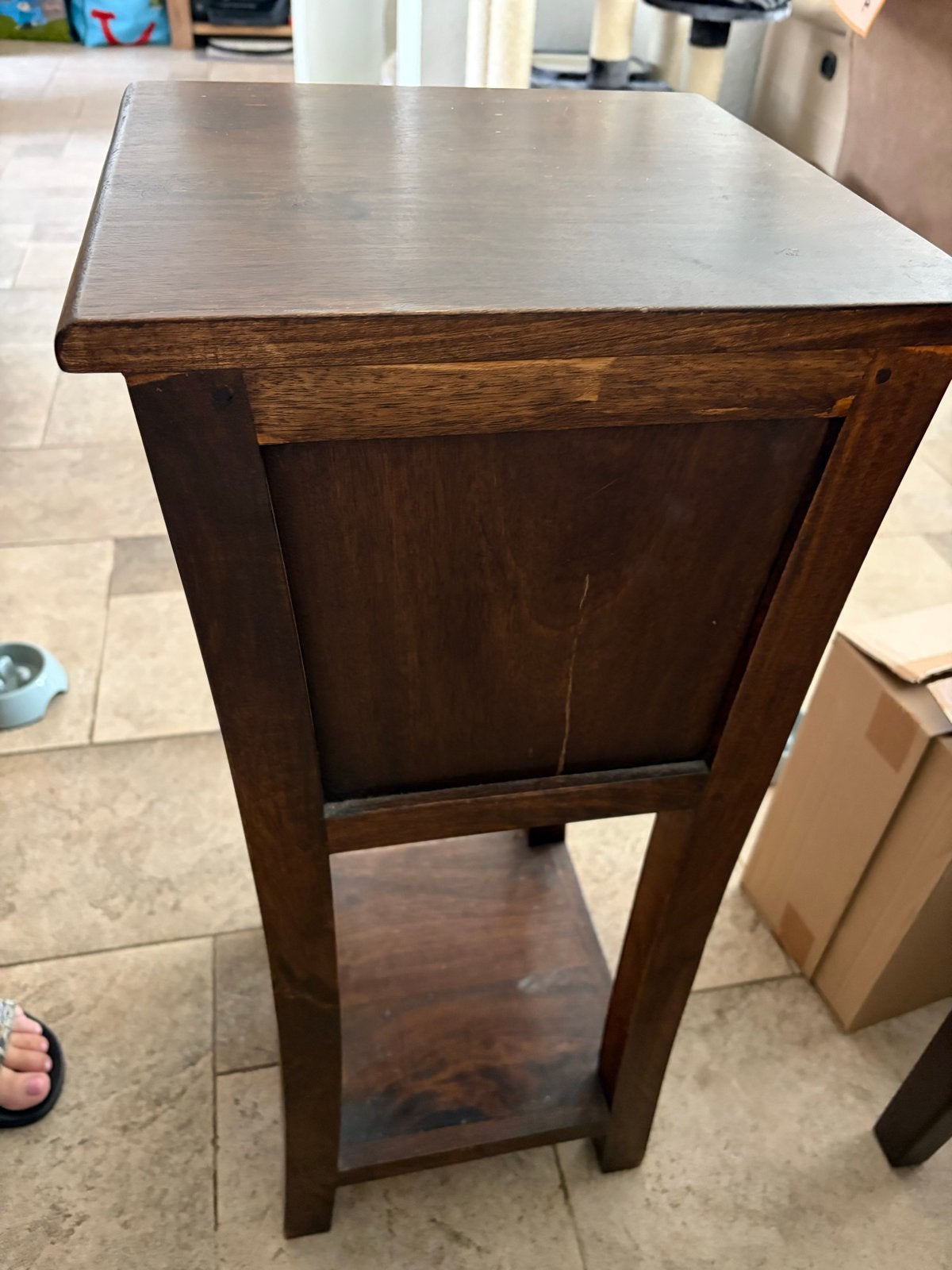 Houten bijzettafel met lade - 80 cm hoog, 35 cm breed, Ophalen, Gebruikt, 75 cm of meer, 60 cm of meer