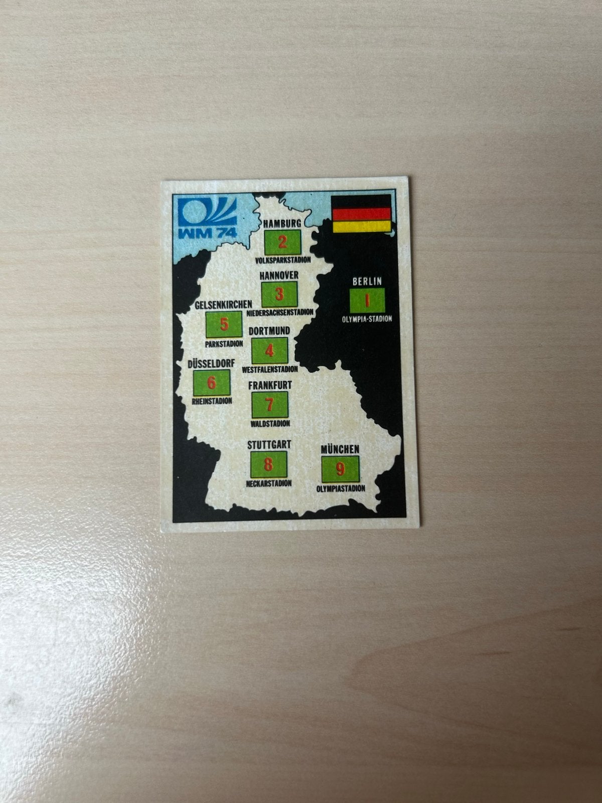 Panini WK 1974 Sticker München 74 Stadionkaart, Ophalen of Verzenden, Zo goed als nieuw, Sticker
