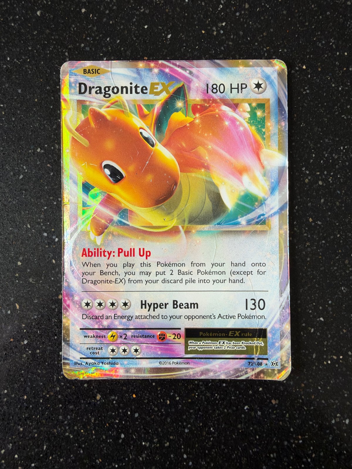 Dragonite EX Pokémon Kaart - Zeldzaam en Krachtig, Ophalen of Verzenden, Gebruikt, Losse kaart, Foil