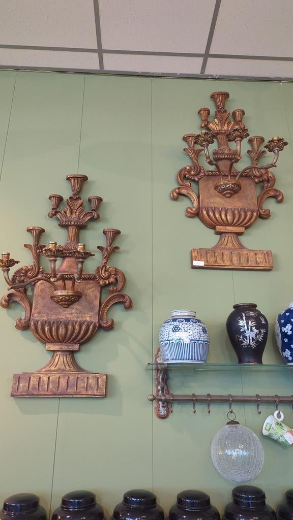 Set van 2 Goudkleurige Wandkandelaars - 110x60 cm, Ophalen