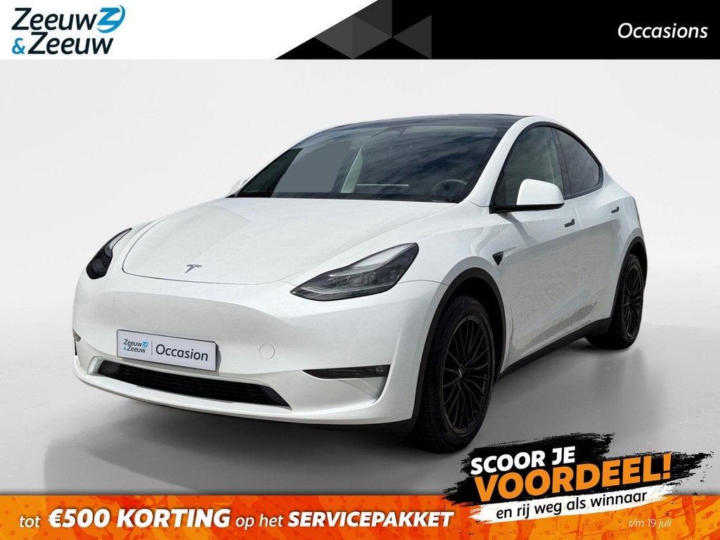Tesla Model Y 351PK Long Range AWD 75 kWh Automaat | 1e eige, Auto's, Tesla, 12 maanden, Stof, Gebruikt, Wit