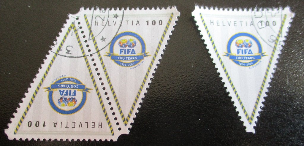 Zwitserland, 100 jaar FIFA, enkel en dubbel, Postzegels en Munten, Postzegels | Europa | Zwitserland, Verzenden, Gestempeld