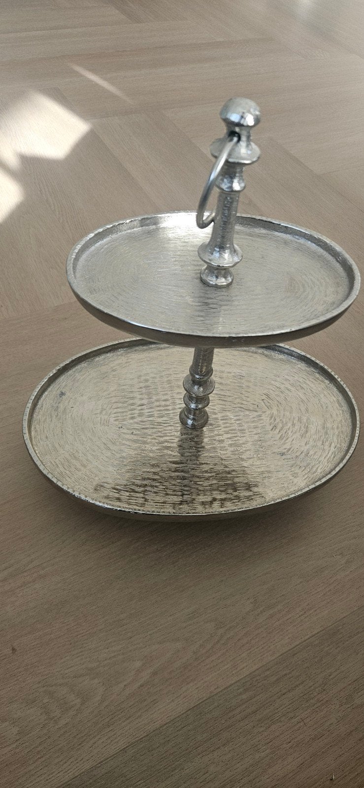 Etagere zilver 2 laags, Ophalen, Zo goed als nieuw
