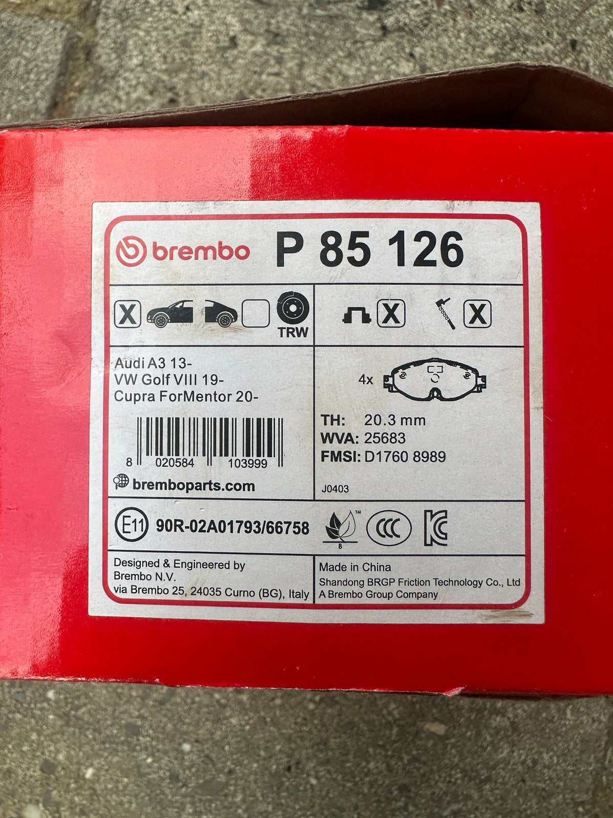 Brembo P 85 126 remblokken nieuw audi golf cupra, Auto-onderdelen, Remmen en Aandrijving, Ophalen, Nieuw, Audi