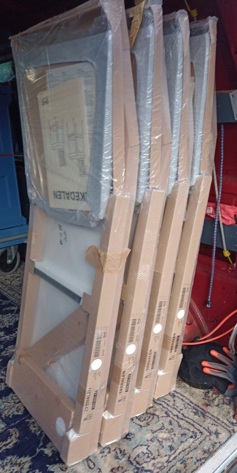 set van 4 NIEUW Ekedalen barkrukken met leuning hoge stoelen, Doe-het-zelf en Verbouw, Ophalen, Nieuw, Minder dan 2 meter