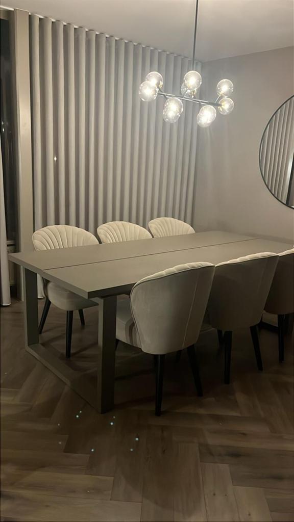 Grote eettafel 220x100 cm, taupe (Eric Kuster clay), Ophalen, Overige materialen, Gebruikt, 100 tot 150 cm