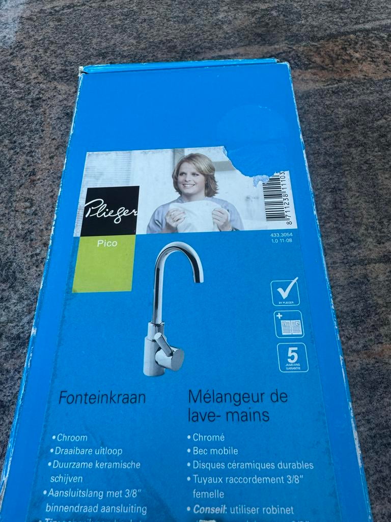 Pleiger Pico Fonteinkraan - Nieuw in doos, Ophalen of Verzenden, Nieuw, Chroom, Kraan