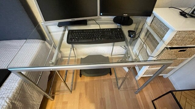 Glazen bureau, Huis en Inrichting, Ophalen, Demontabel, Gebruikt, Computerbureau