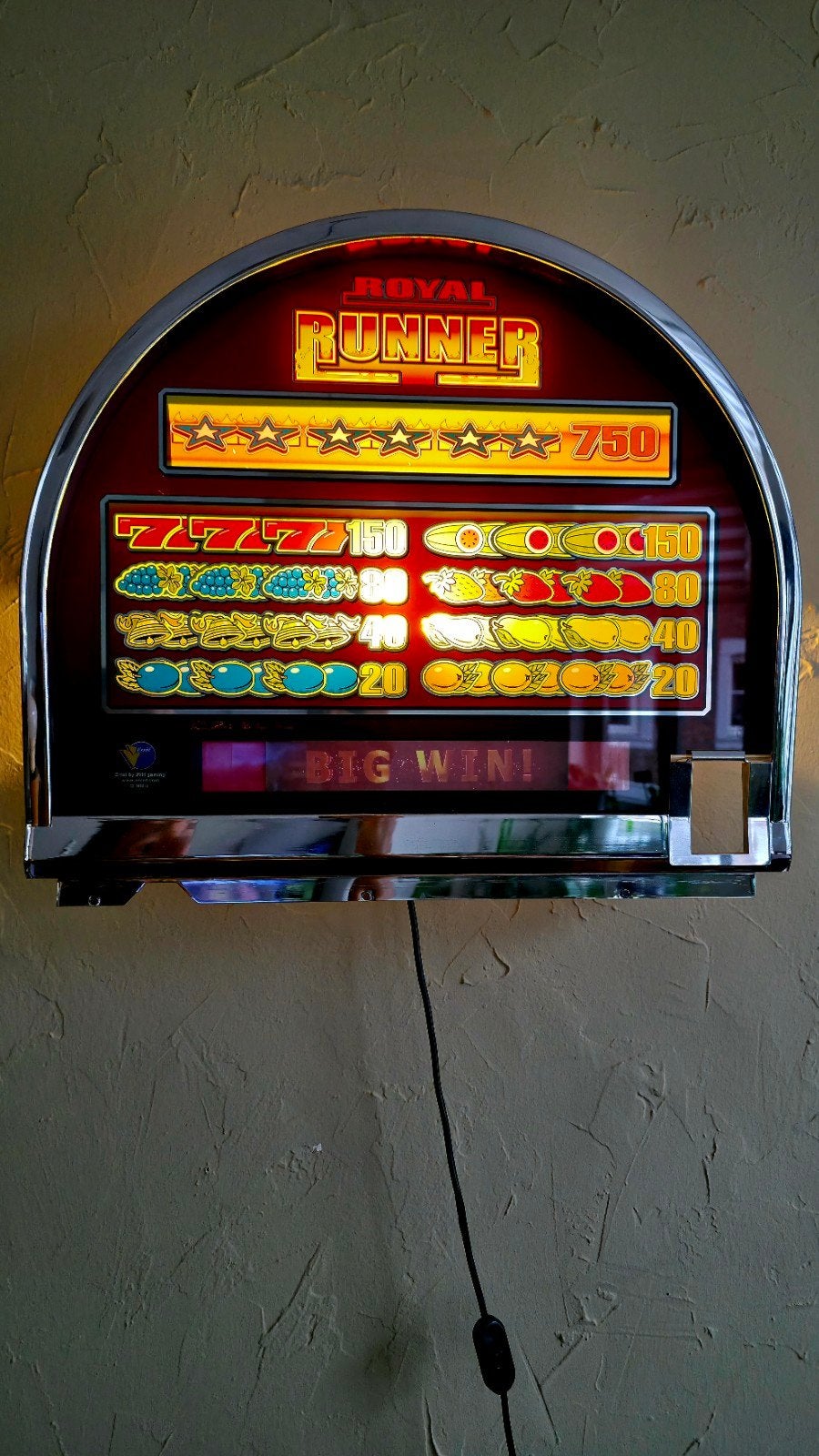 Royal Runner fruitautomaat wanddecoratie, Overige munten, Ophalen, Gebruikt