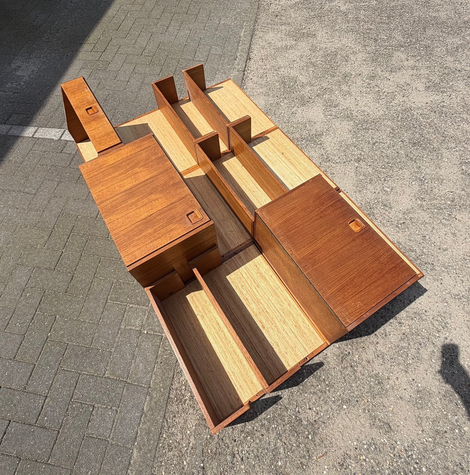 Danish midcentury wallcabinet, kai kristiansen style, 50 tot 150 cm, Ophalen of Verzenden, Zo goed als nieuw, 10 m² of meer