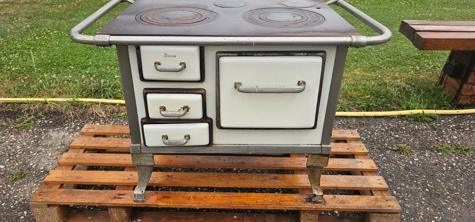 Vintage houtgestookt fornuis - perfect voor buitenkeuken, Gebruikt, 60 cm of meer, Gas, Vrijstaand