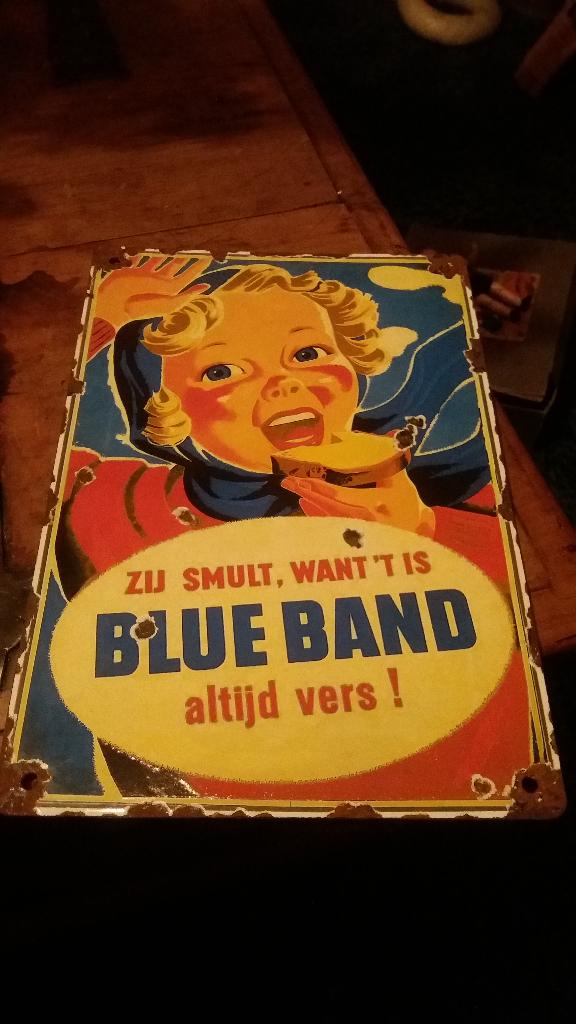 emaillebordje zij smult het is blue band altijd vers, Ophalen of Verzenden, Gebruikt, Gebruiksvoorwerp