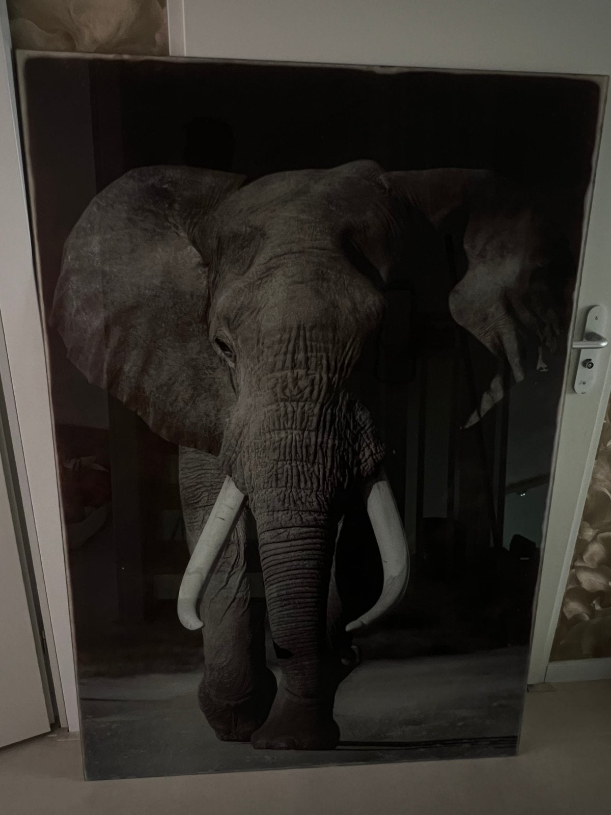 Grote glazen schilderij olifant, Ophalen, Zo goed als nieuw, Schilderij, 100 tot 125 cm