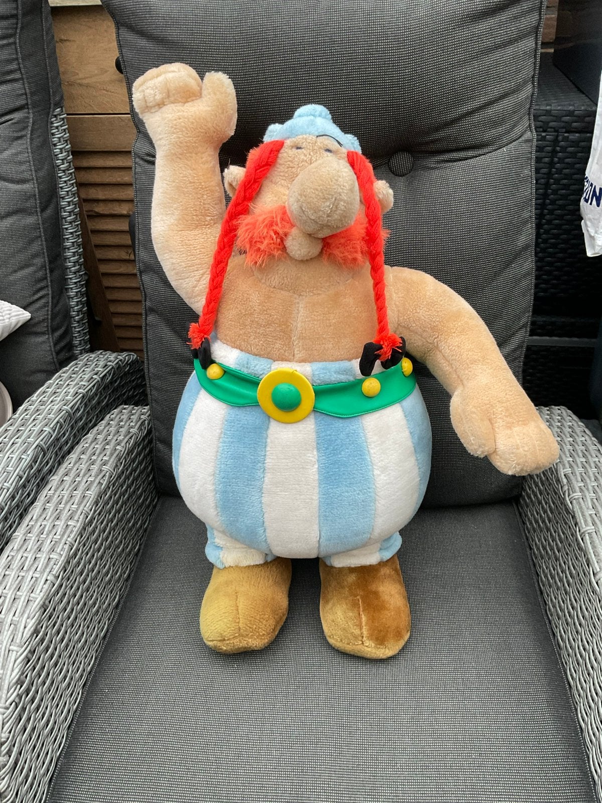 Zgan vintage grote Obelix knuffel ca 60cm Asterix en Obelix, Ophalen, Asterix en Obelix, Zo goed als nieuw, Beeldje of Figuurtje