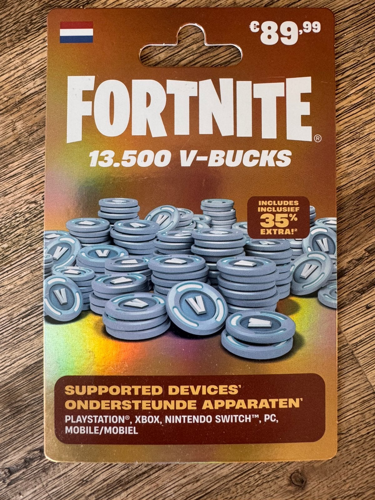 Fortnite 13.500 v bucks twv 89,00, Eén persoon, Cadeaubon