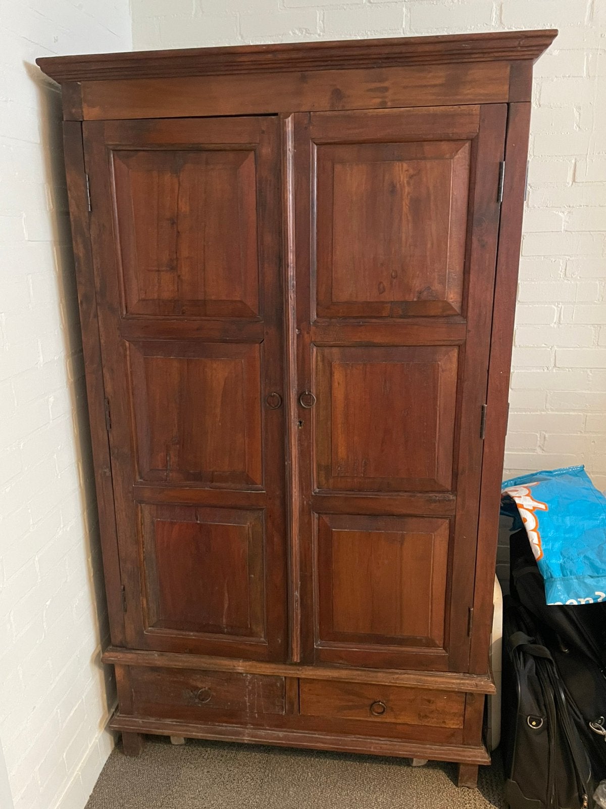 Koloniale hardhouten kast, Antiek en Kunst, Ophalen