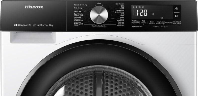Hisense warmtepompdroger DH3S802BW2 - 3S Serie, 8 tot 10 kg, Nieuw, Hisense Nederland, Voorlader