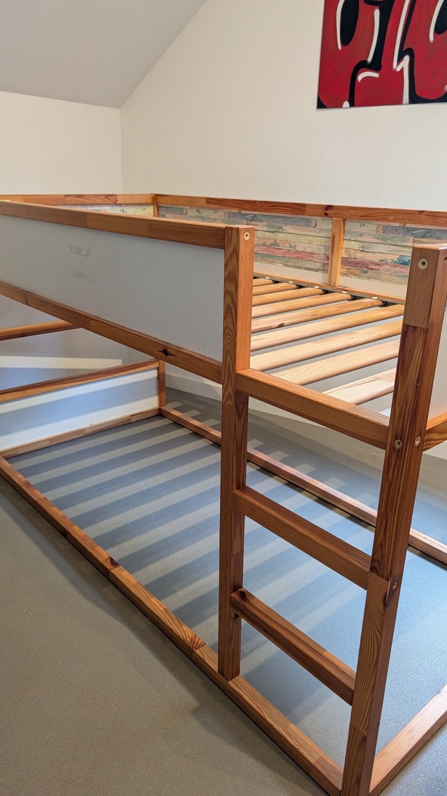 Stevig houten stapelbed / hoogslaper Ikea Kurka, Ophalen, Gebruikt, 90 cm, Eenpersoons