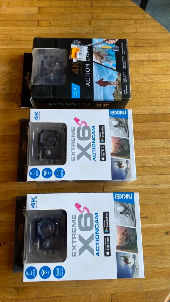 3 actiecamera, 2x nikkei extreme X6s, 1x 4K ultra HD action, Audio, Tv en Foto, Actiecamera's, Ophalen of Verzenden, Nieuw, Overige merken