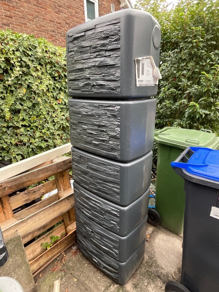 4rain Slim Stone Decor regenton/wandtank van 300 liter, Tuin en Terras, Regentonnen, Ophalen, Kunststof, Met kraantje, 150 liter of meer