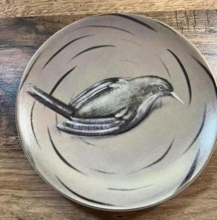 Antiek bord decoratieve vogel van Juha Pykäläinen, Ophalen of Verzenden
