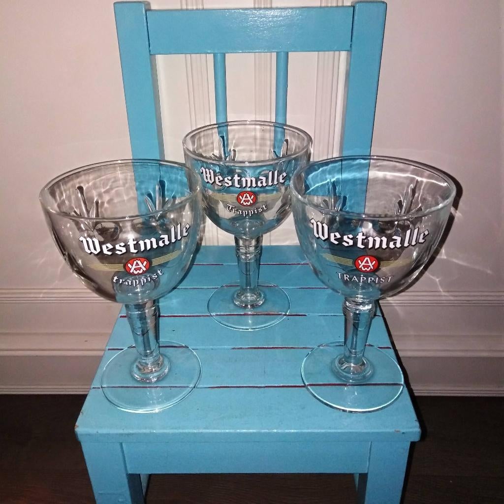 Westmalle Trapist bierglazen 4 stuks, Verzamelen, Biermerken, Zo goed als nieuw, Glas of Glazen, Overige merken, Ophalen