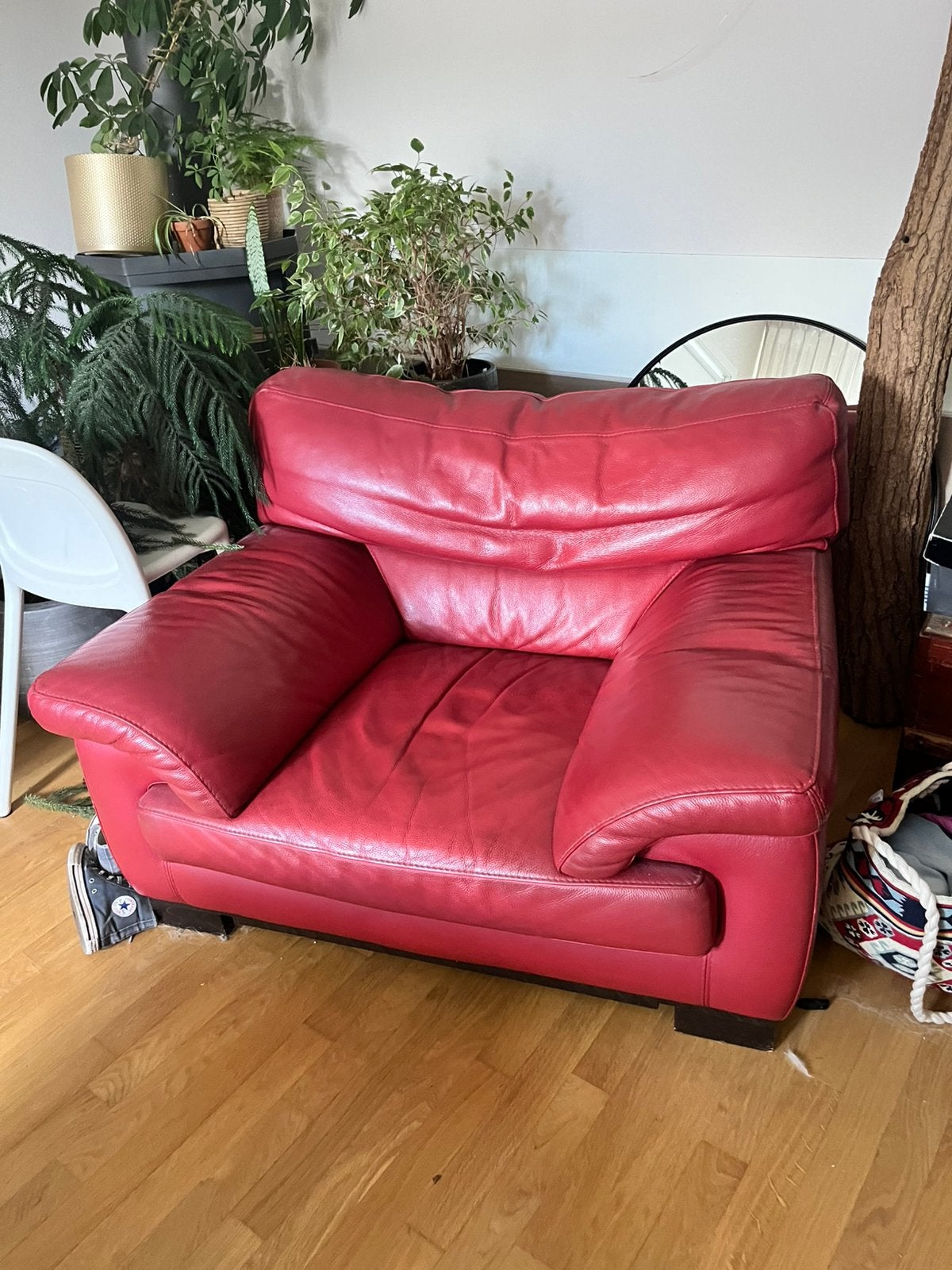 Grote rode fauteuil luie stoel, Ophalen, Gebruikt, 75 tot 100 cm, 75 tot 100 cm