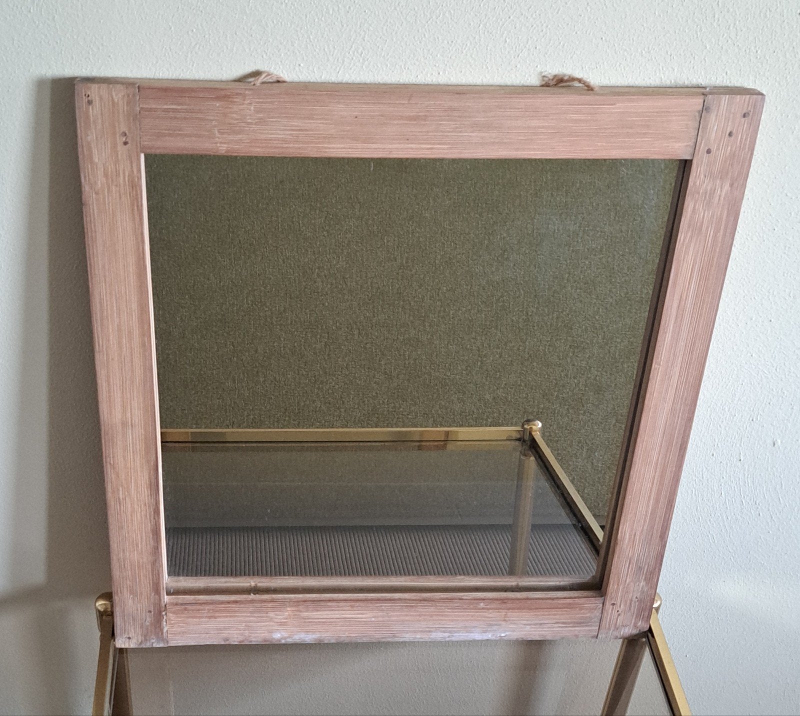 Bamboe spiegel 40x40 cm handgemaakt, Huis en Inrichting, Minder dan 50 cm, Gebruikt, Vierkant, Ophalen of Verzenden