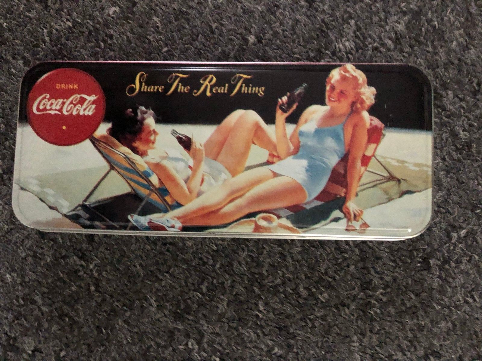 Vintage Coca-Cola bewaarblik en dienblad, Ophalen of Verzenden, Gebruikt, Koek(jes), Overige merken
