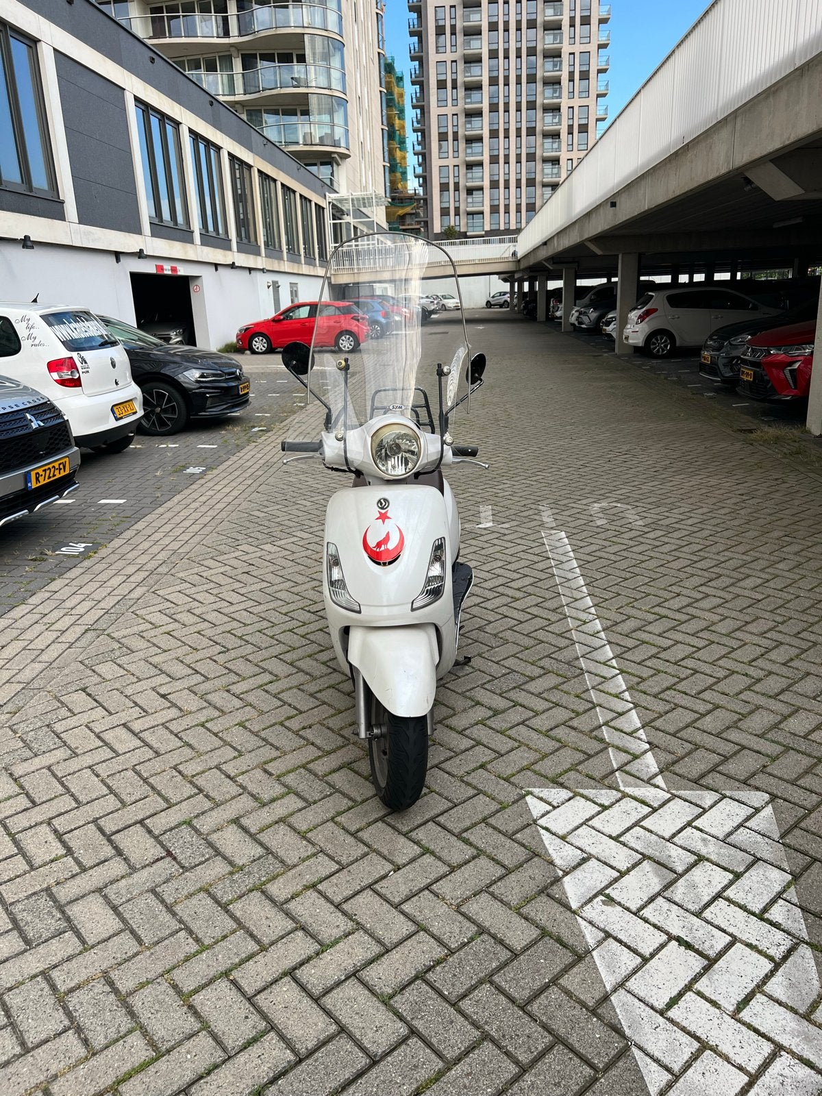 Sym Fiddle 50S Scooter - Wit, Gebruikt, Fietsen en Brommers, Scooters | SYM, Ophalen, Gebruikt, Maximaal 45 km/u, Benzine