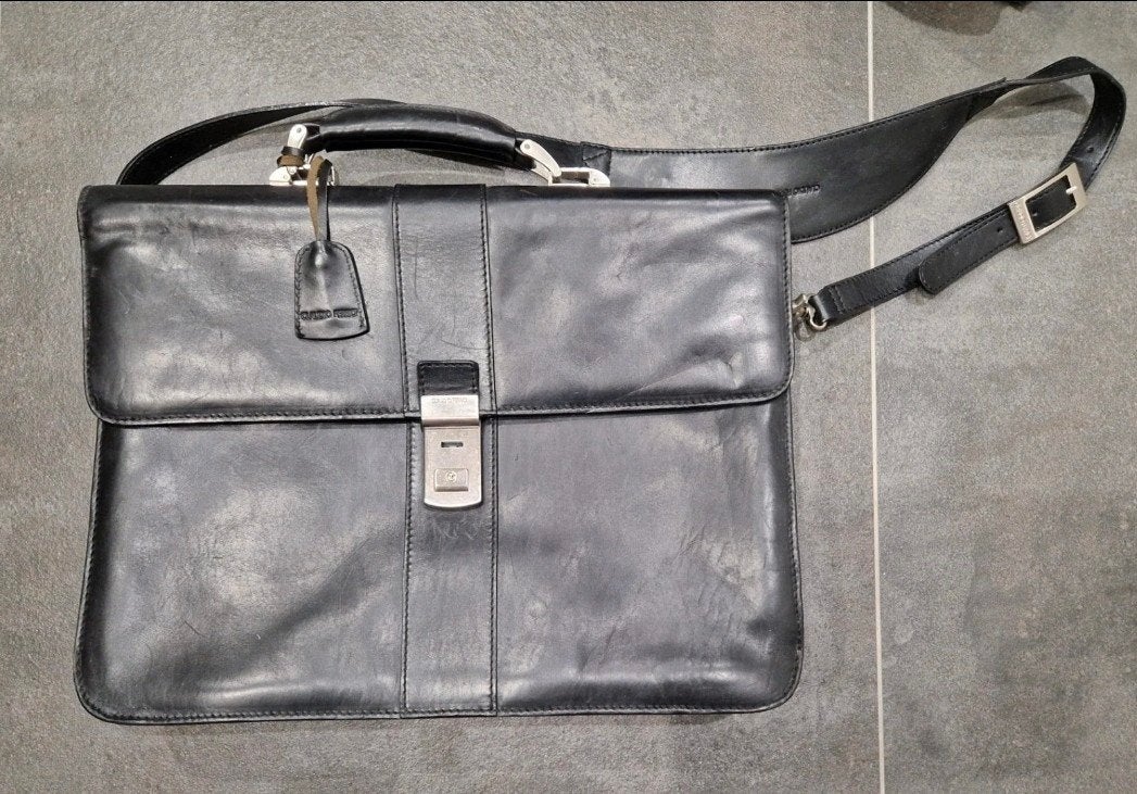 Claudio Ferrici Leren Aktetas/Laptoptas Zwart, Ophalen of Verzenden, Gebruikt, Zwart, Overige typen