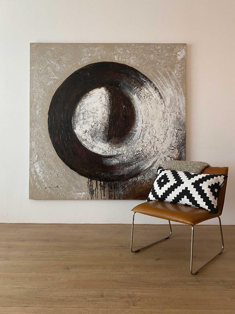 Groot Abstract Schilderij - Moderne Kunst (180 x 180 x 4 cm), Ophalen