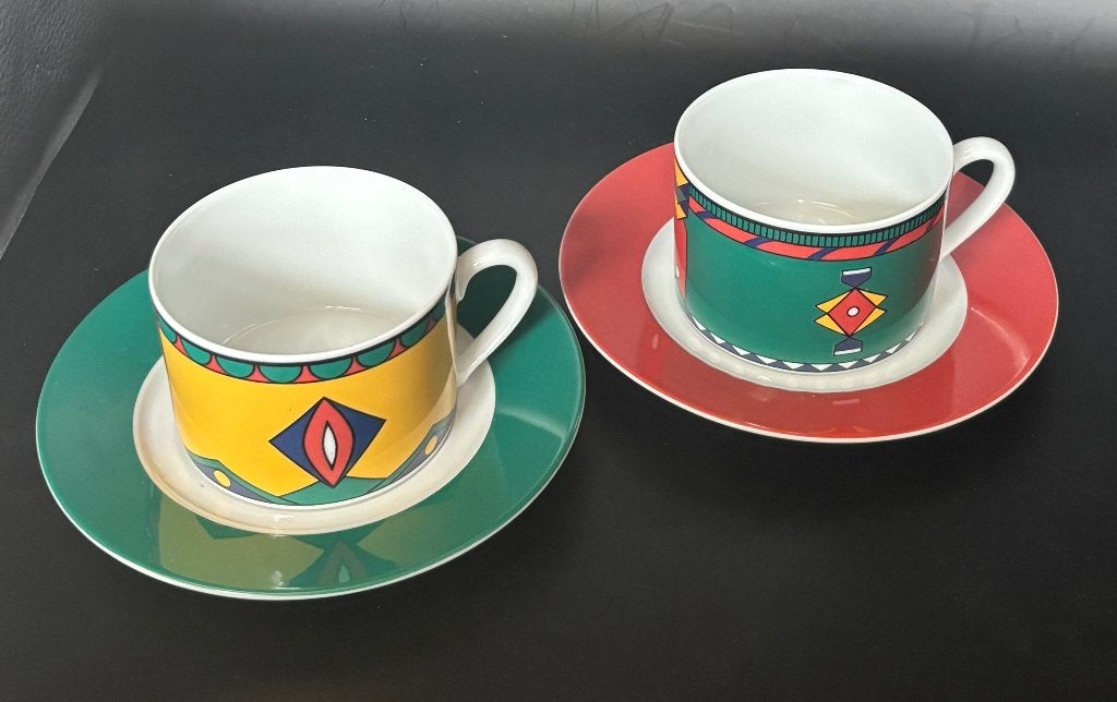 2 Kahla, Germany porcelain koppen en schotels, Ophalen of Verzenden, Zo goed als nieuw, Porselein, Kop en/of schotel