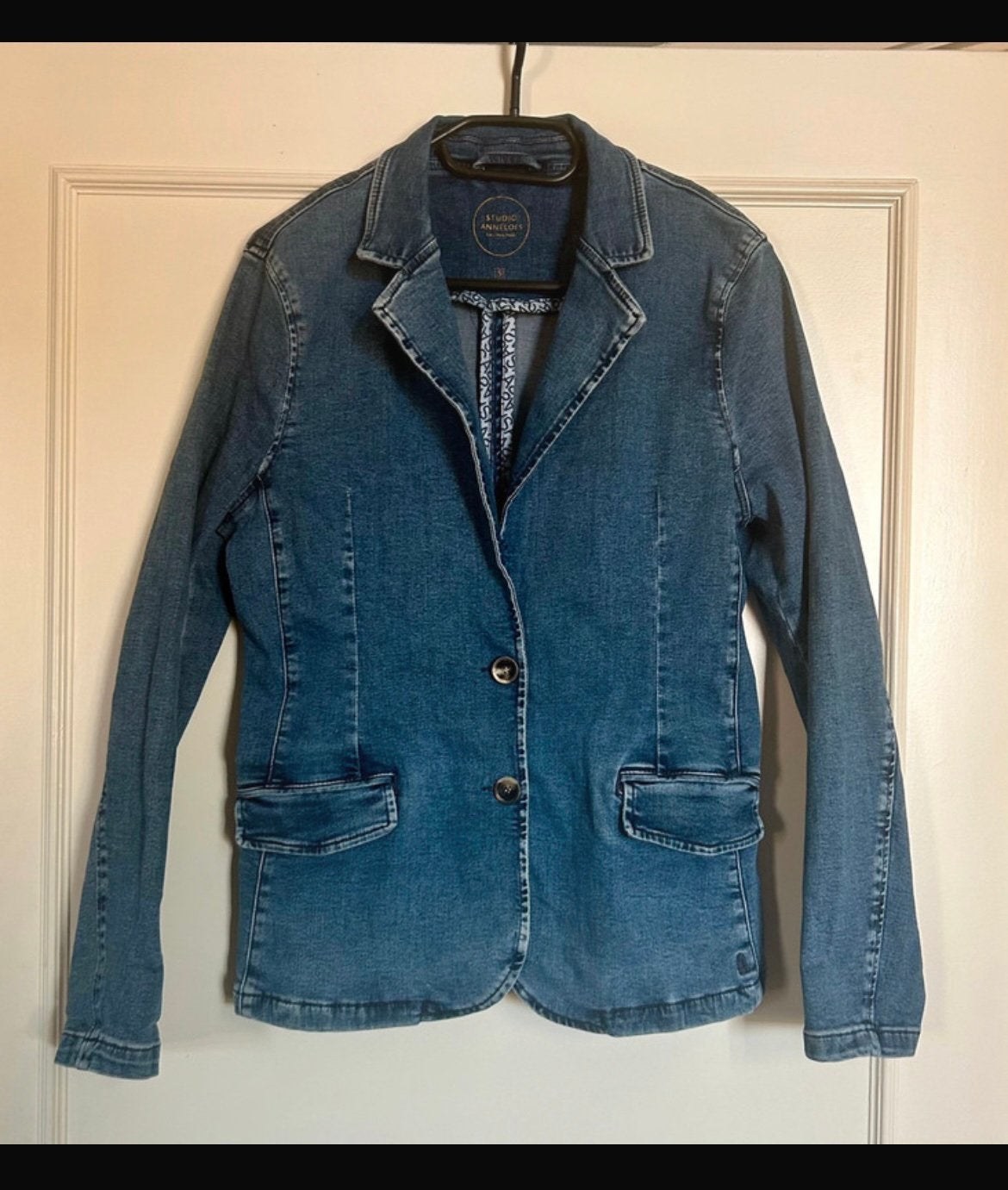 Niewe Studio Anneloes denim jeans blazer, jasje, jack maat S, Ophalen, Nieuw, Maat 36 (S), Blauw