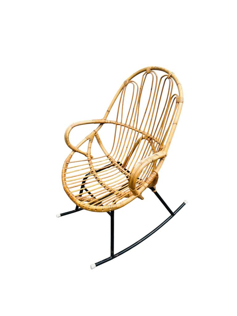 Vintage rotan schommelstoel | stoel Rohé Noordwolde jaren 60, Huis en Inrichting, Stoelen, Ophalen of Verzenden, Zo goed als nieuw