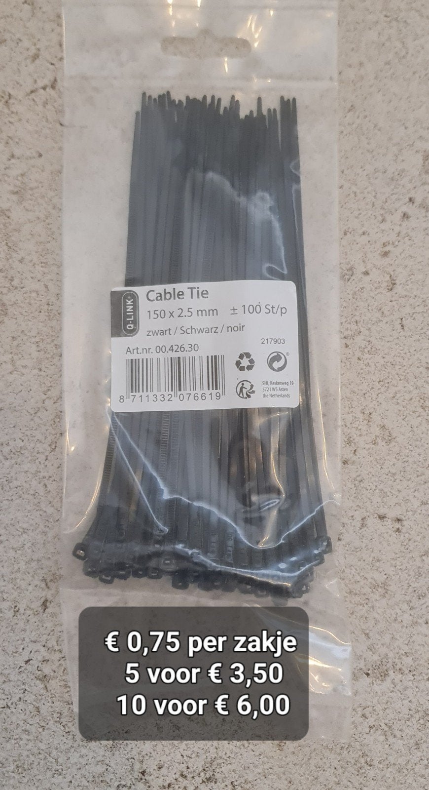 Tie-Wraps. 150x2,5 mm, Ophalen of Verzenden, Nieuw, 100 tot 250 mm, Overige typen