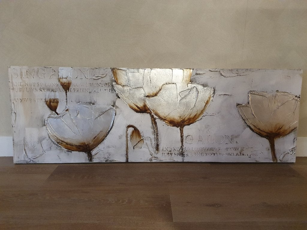 schilderij 150x50cm, Ophalen, Handgeschilderd, Papier/karton, Olieverf