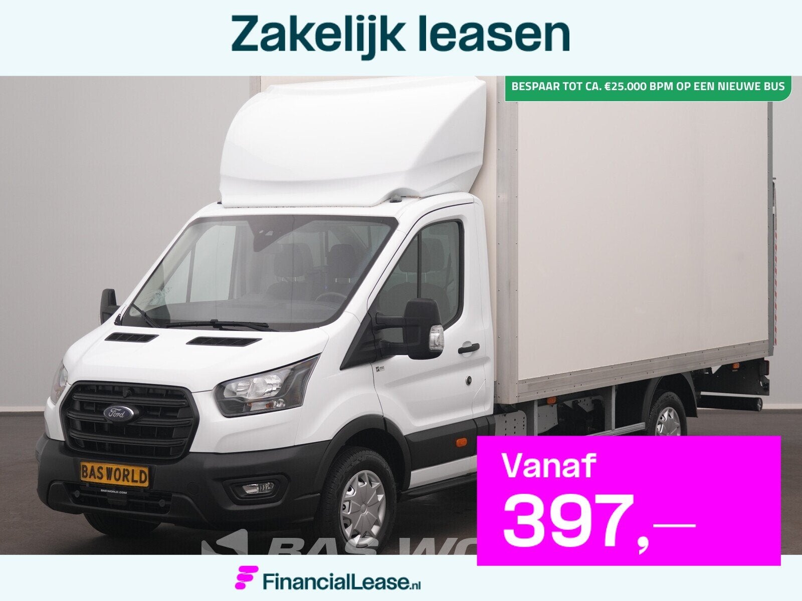 Ford Transit 130pk Laadklep Bakwagen Airco Cruise Euro6 Meub, Stof, Euro 6, 4 cilinders, Wit