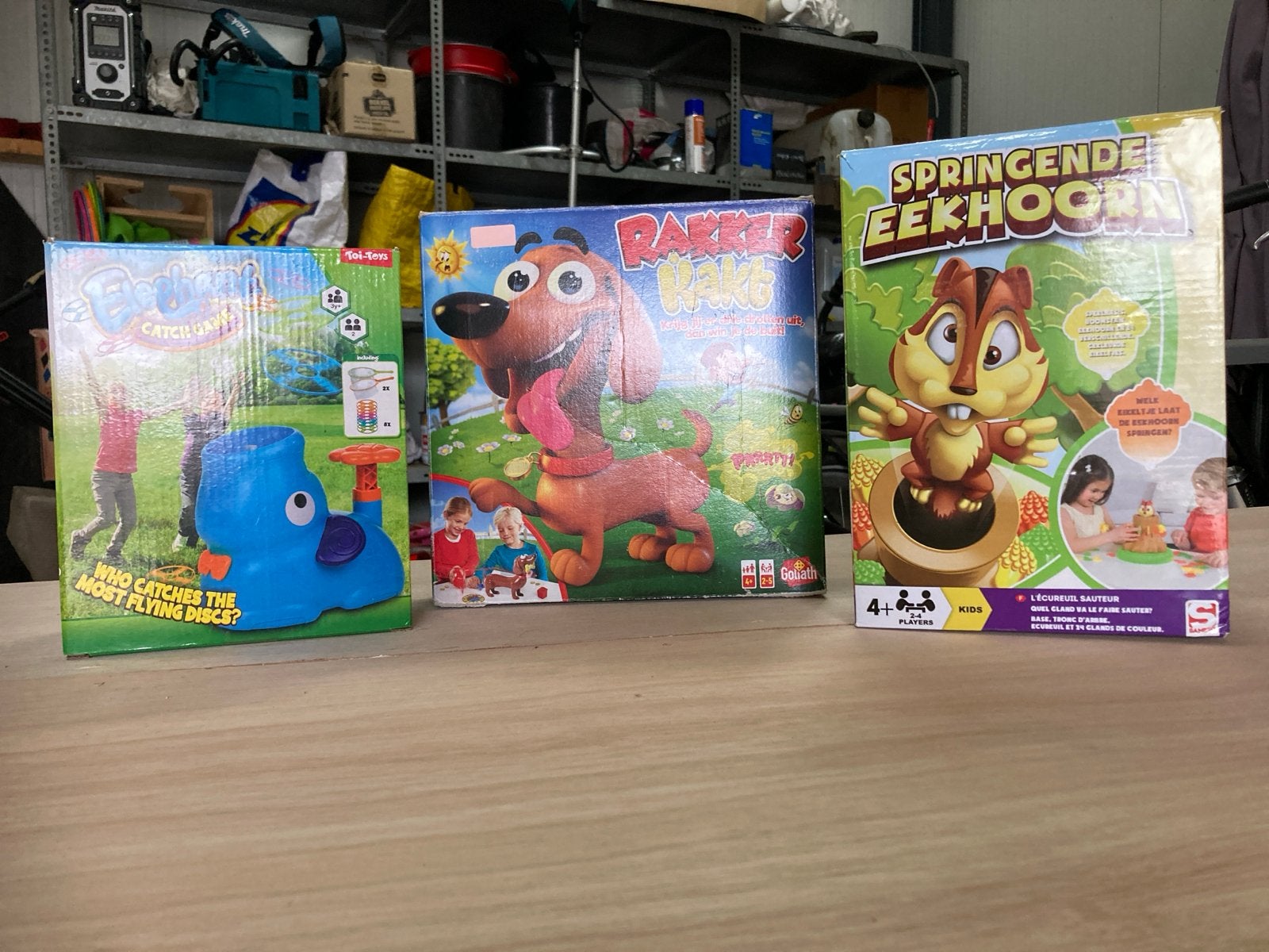 3 Leuke Kinderspellen: Rakker Rakt, Springende Eekhoorn, Ele, Een of twee spelers, Ophalen of Verzenden, Zo goed als nieuw