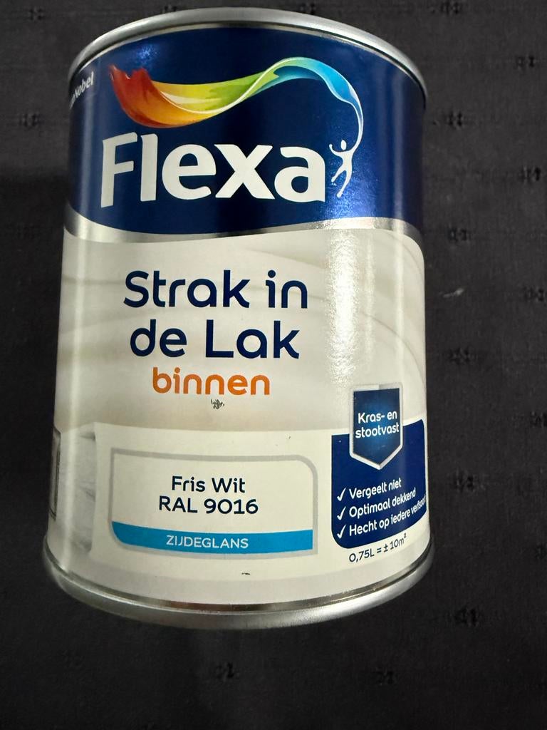 Flexa Strak in de Lak Binnen RAL 9016 Zijdeglans 0.75L, Wit, Nieuw, Ophalen of Verzenden, Lak