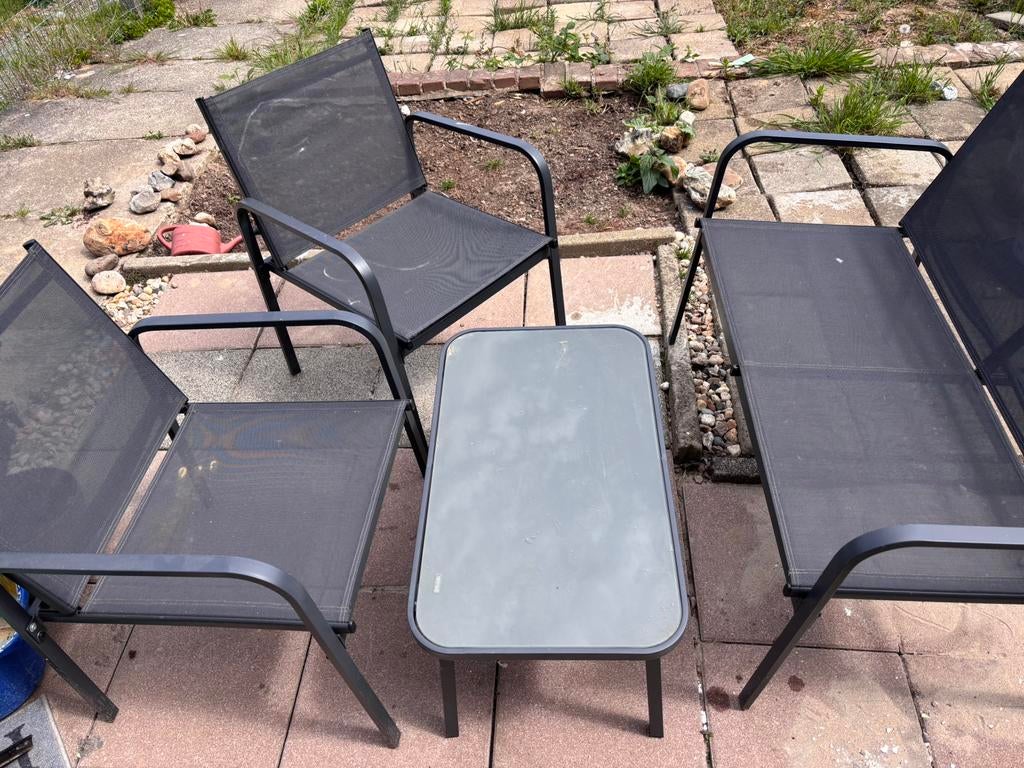 Tuinset crannebroek in goeie staat, Tuin en Terras, Tuinstoelen, Ophalen, Zo goed als nieuw, Metaal