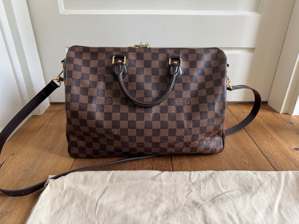 originele louis vuitton damier speedy 35 bandouliere met bon, Ophalen, Gebruikt, Bruin, Handtas