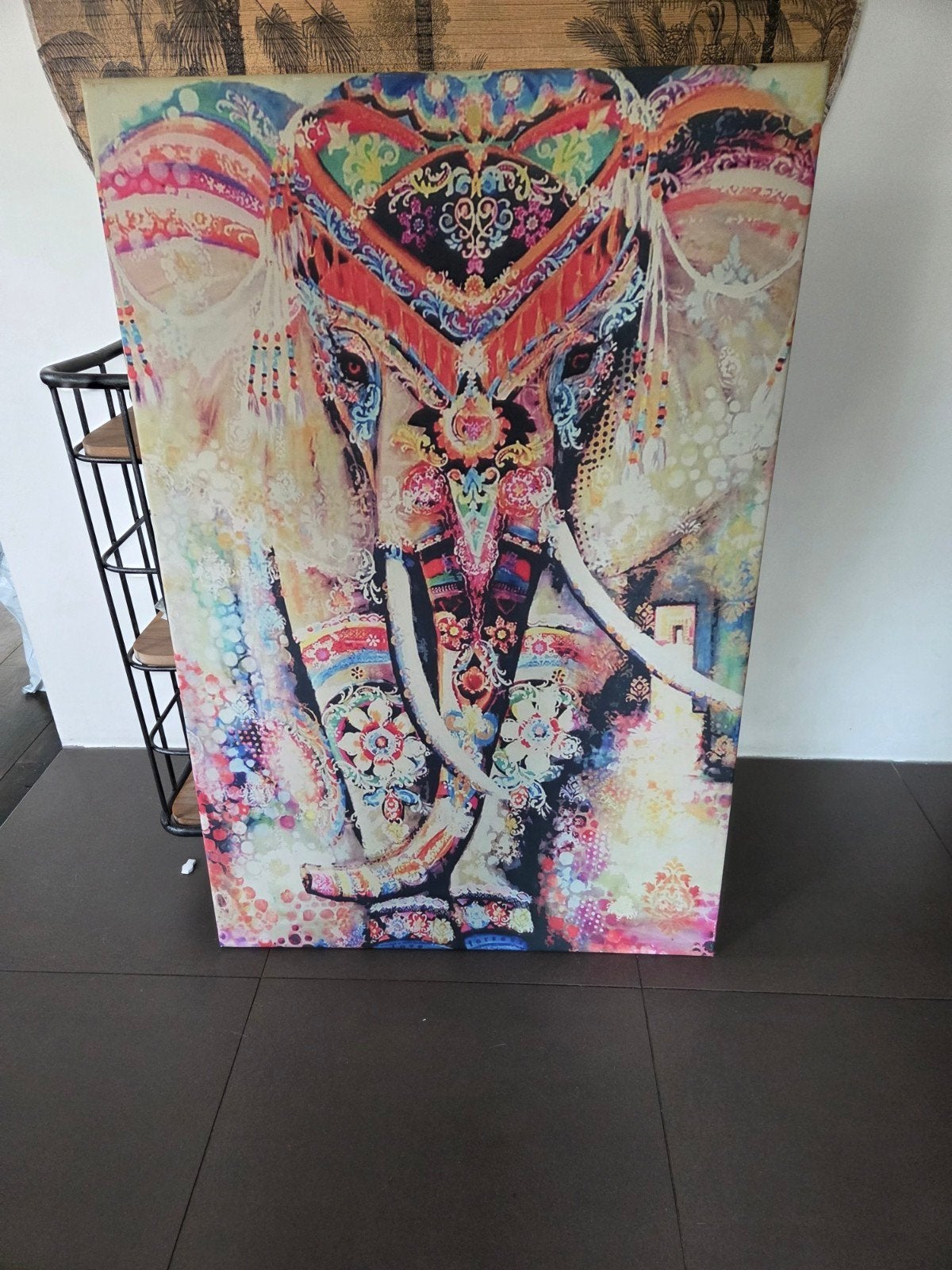Groot kleurrijk canvas schilderij olifant – boho / Ibiza, Ophalen