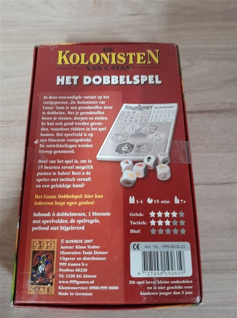de kolonisten van catan het dobbelspel - s4753, Verzenden, Zo goed als nieuw