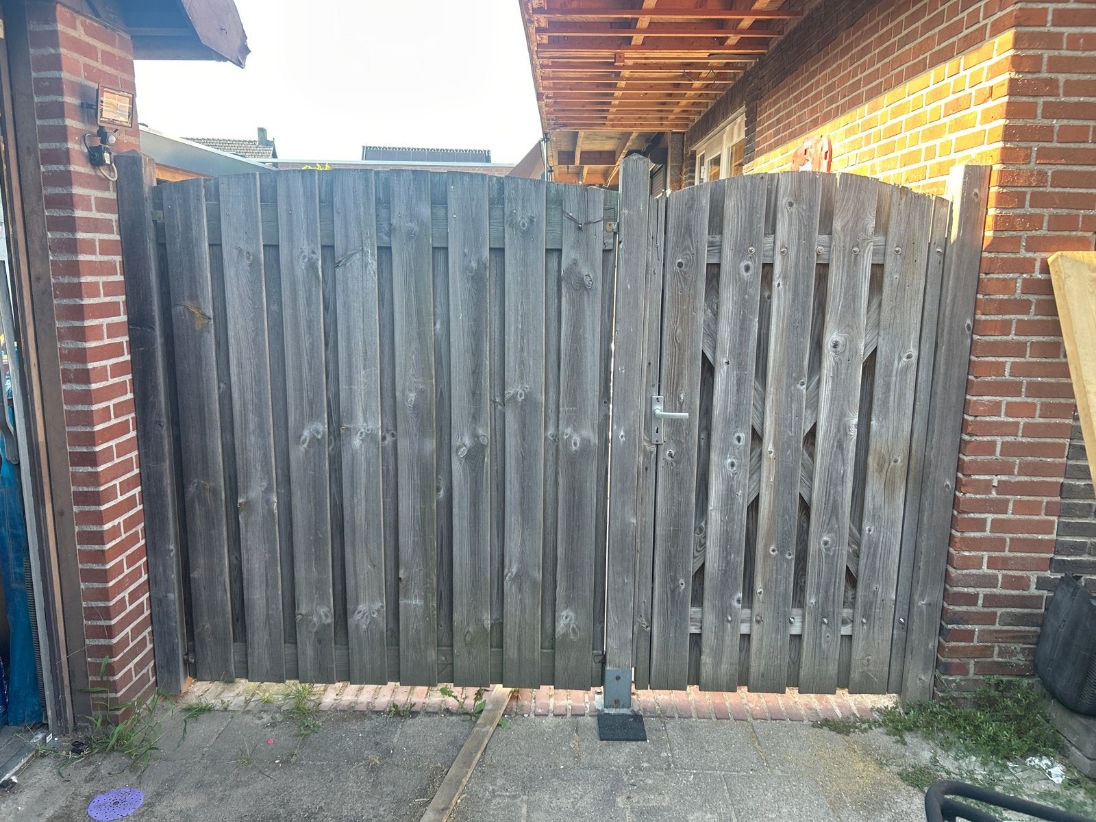 Schuttingdeel met deur, 2700 x 1800 mm, Tuin en Terras, Schuttingen, Ophalen, Minder dan 3 meter, Hout, 1 tot 2 meter
