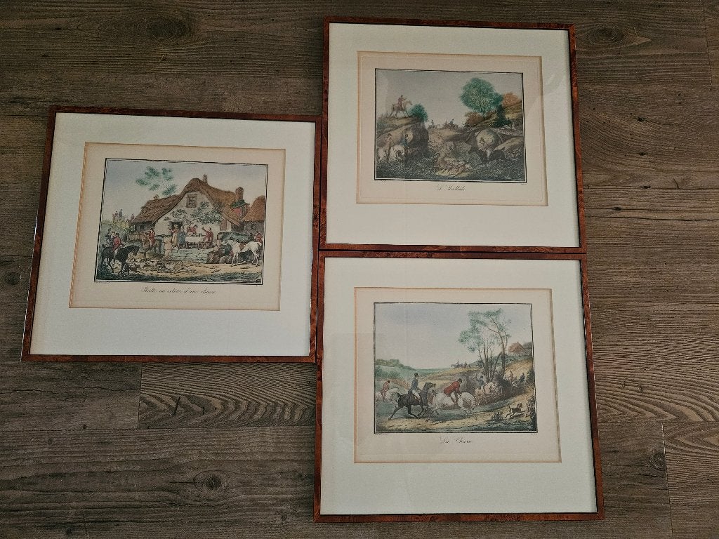 3 Reproducties van de Franse Schilder Jean-Pierr-Marie Jazet, Antiek en Kunst, Kunst | Schilderijen | Klassiek, Ingelijst, Ophalen of Verzenden