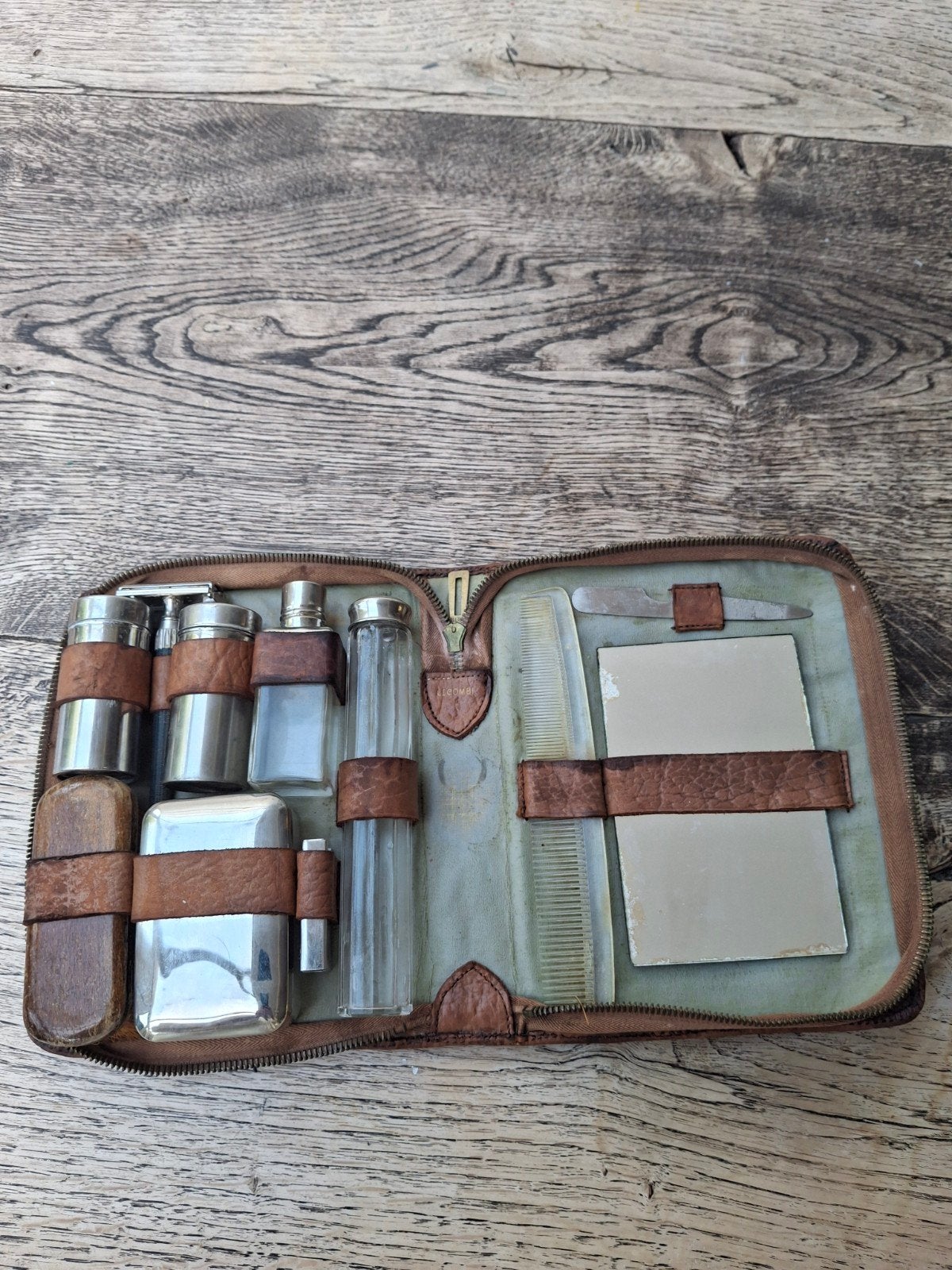 Vintage Leren Scheerset - Compleet en Authentiek, Ophalen of Verzenden