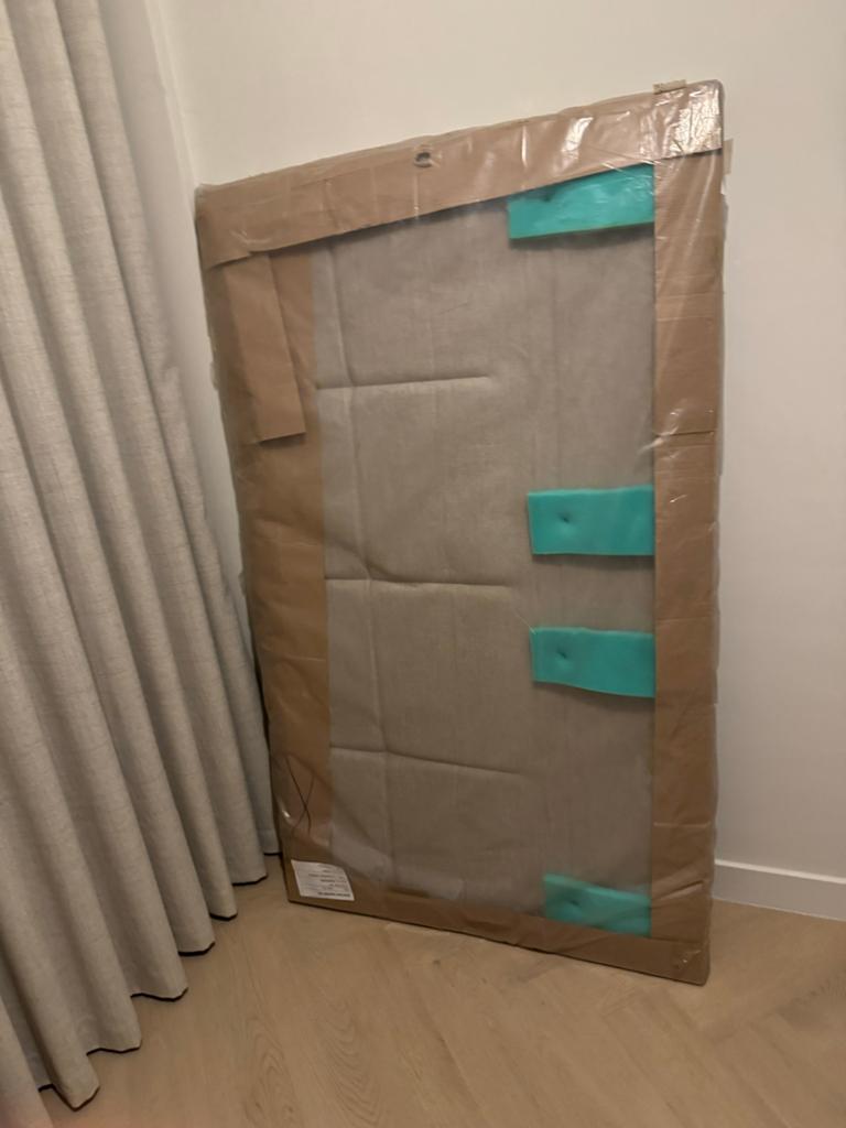 Hoofdbord bed taupe 160x200 cm, Huis en Inrichting, Woonaccessoires | Spiegels, 125 cm of meer, Ophalen of Verzenden, Zo goed als nieuw