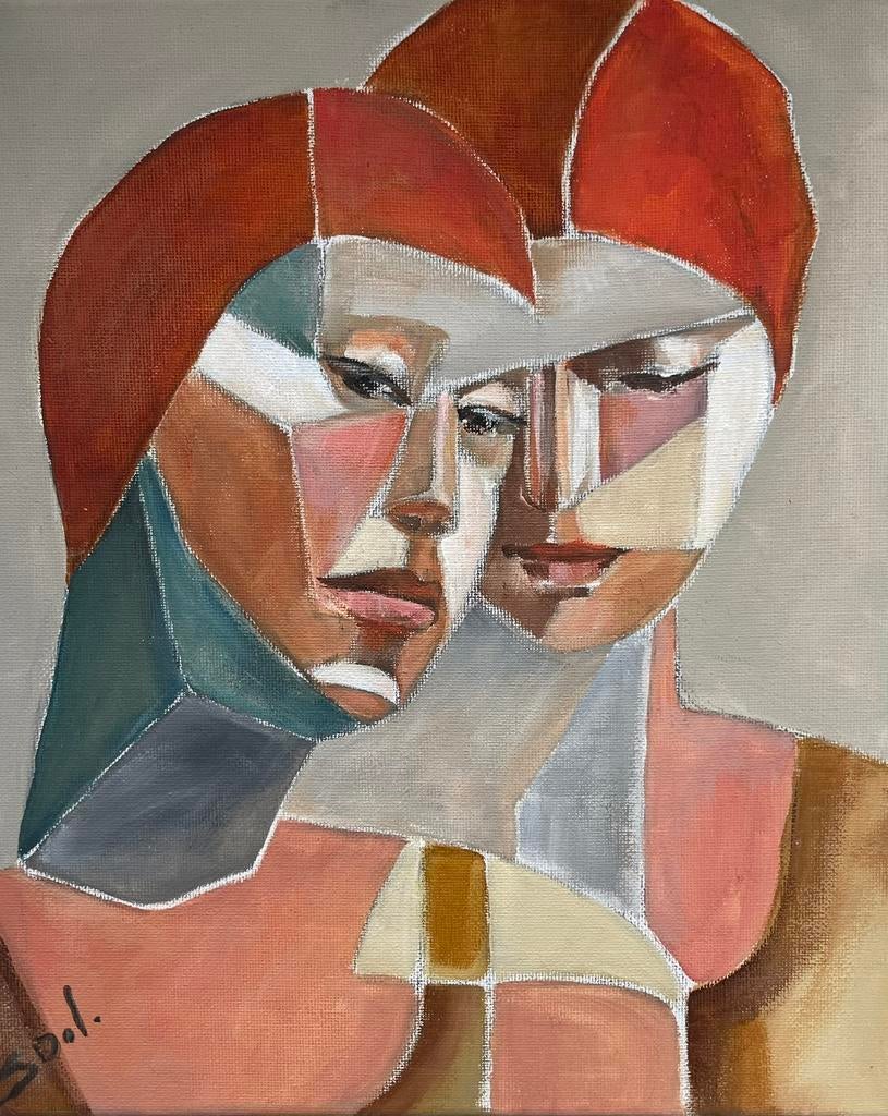 Schilderij Titel” Two is one” 30x40 cm, Ophalen of Verzenden